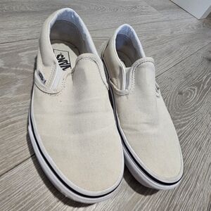 VANS Slip-On Canvas Shoes in Light Beige